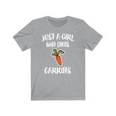 Just A Girl Who Loves Carrots Vegetable Shirt, Carrot Lover Shirt, Vegetable Lover Gift, Vegan Shirt, Adult Toddler Kids T-Shirt Image 1