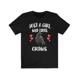 Just A Girl Who Loves Crows Birds Shirt, Crow Lover Shirt, Crow Lover Gift, Birding Shirt, Animal Adult Toddler Kids T-Shirt Image 2