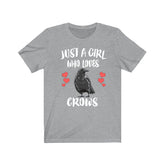 Just A Girl Who Loves Crows Birds Shirt, Crow Lover Shirt, Crow Lover Gift, Birding Shirt, Animal Adult Toddler Kids T-Shirt Image 1