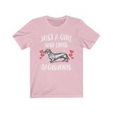 Just A Girl Who Loves Dachshunds Dogs Shirt, Dachshund Lover Shirt, Dog Lover Gift, Dog Shirt, Animal Adult Toddler Kids T-Shirt Image 3