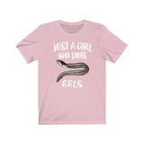 Just A Girl Who Loves Eels Fish Shirt, Eel Lover Shirt, Eels Lover Gift, Fish Shirt, Animal Adult Toddler Kids T-Shirt Image 3