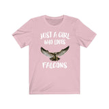 Just A Girl Who Loves Falcons Birds Shirt, Falcon Lover Shirt, Falcon Lover Gift, Falcon Shirt, Birding Shirt, Animal Adult Kids T-Shirt Image 3