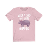 Just A Girl Who Loves Hippos Shirt, Hippo Lover Shirt, Hippo Lover Gift, Hippo Shirt, Hippo Tee, Animal Adult Kids T-Shirt Image 3
