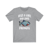 Just A Girl Who Loves Piranhas Fish Shirt, Piranha Lover Shirt, Piranha Lover Gift, Piranha Shirt, Piranha Tee, Animal Adult Kids Image 1