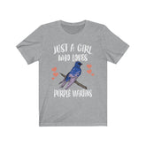 Just A Girl Who Loves Purple Martins Shirt, Purple Martin Lover Shirt, Birding Gift, Bird Lover Shirt,  Adult Toddler Kids Gift T-Shirt Image 1