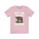 Just A Girl Who Loves African Buffaloes Shirt, African Buffaloes Lover Shirt, Animal Adult Toddler Infant Kids Gift T-Shirt Image 1