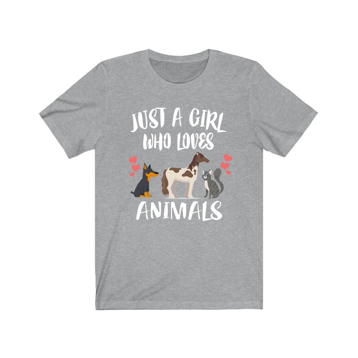 Animals Dog Horse Cat T-Shirt for Girls - dog horse cat print design