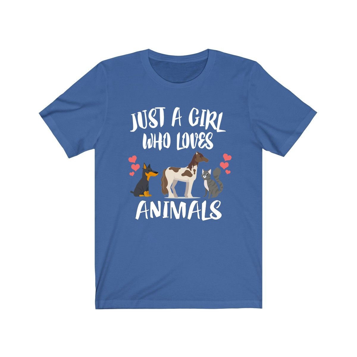 Animals Dog Horse Cat T-Shirt for Girls - dog horse cat print design