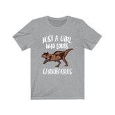 Just A Girl Who Loves Carnotaurus Shirt, Carnotaurus Lover Shirt, Dinosaur Shirt, Dinosaur Gift, Animal Adult Toddler Kids Gift T-Shirt Image 1