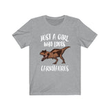 Just A Girl Who Loves Carnotaurus Shirt, Carnotaurus Lover Shirt, Dinosaur Shirt, Dinosaur Gift, Animal Adult Toddler Kids Gift T-Shirt Image 1