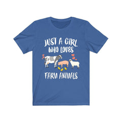 Just A Girl Who Loves Farm Animals Cow Pig Chicken Sheep Animal Lover Adult Toddler Infant Kids Gift T-Shirt Image 4