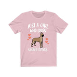 Just A Girl Who Loves Great Danes Shirt, Dog Lover Shirt, Great Dane Shirt, Animal Lover Adult Toddler Infant Kids Gift T-Shirt Image 2