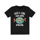 Just A Girl Who Loves Pikes Shirt, Fish Fishing Shirt, Pike Lover Gift, Animal Lover Adult Toddler Infant Kids Gift T-Shirt Image 1