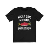 Just A Girl Who Loves Sockeye Red Salmon Shirt, Salmon Lover Shirt, Fish Shirt Animal Lover Adult Toddler Infant Kids Gift T-Shirt Image 2