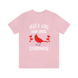 Just A Girl Who Loves Cardinals Birds Shirt, Cardinal Lover Shirt, Birding Gift, Cardinal Bird Shirt, Adult Toddler Kids Gift T-Shirt Image 4
