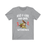 Just A Girl Who Loves Sparrows Birds Birding Animal Lover Adult Toddler Infant Kids Gift T-Shirt Image 1