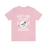 Just A Girl Who Loves Chickadees Birds Shirt, Chickadee Lover Shirt, Birding Gift, Chickadee Shirt, Adult Kids Animal T-Shirt Image 4