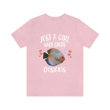 Just A Girl Who Loves Discus Fish Shirt, Discus Fish Lover Shirt, Discus Fish Gift, Fish Shirt, Adult Kids Animal T-Shirt Image 4