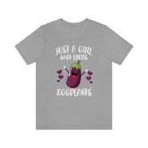 Just A Girl Who Loves Eggplants Shirt, Eggplant Lover Shirt, Vegan Gift, Vegetable Shirt, Adult Kids Animal T-Shirt Image 1