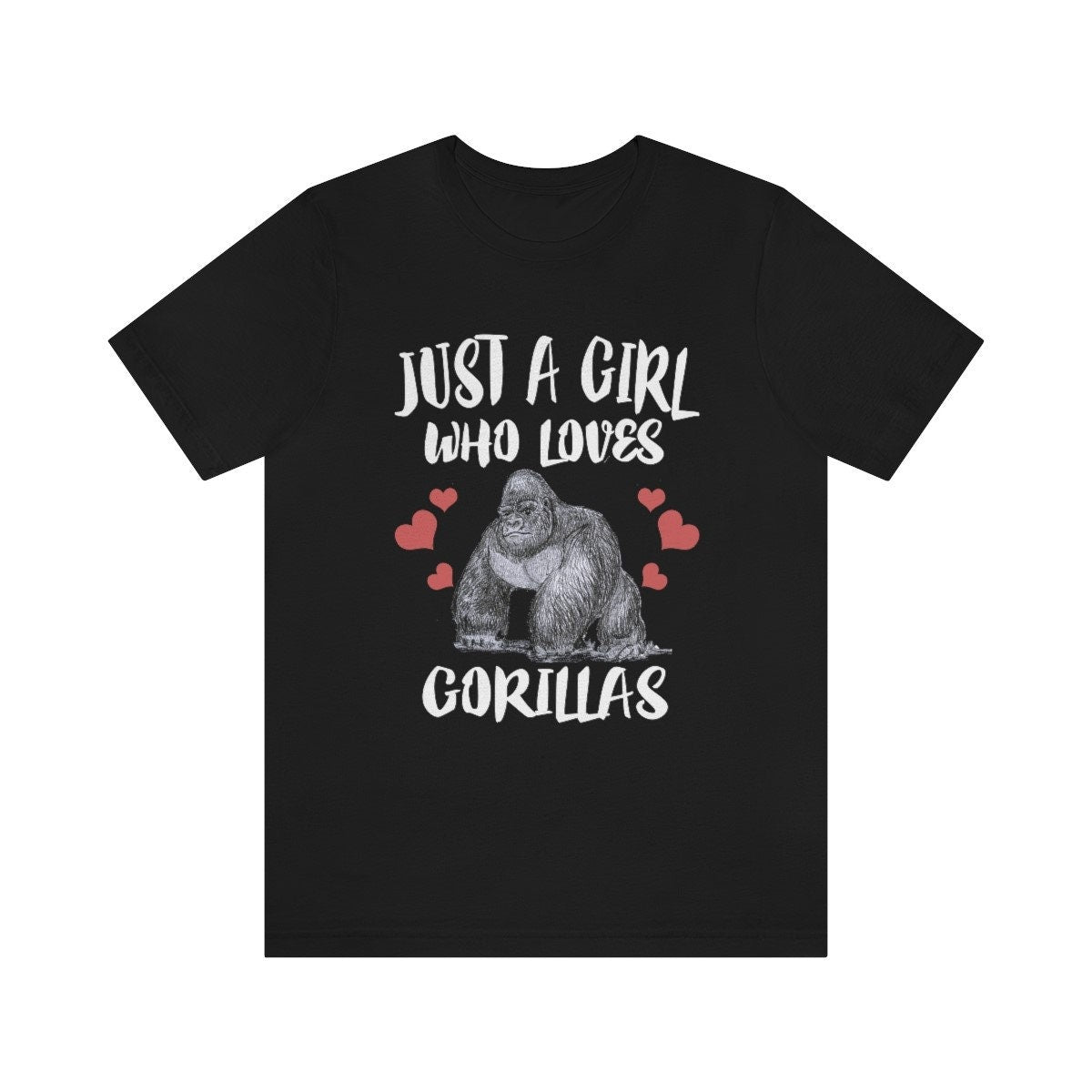 Just A Girl Who Loves Gorillas Shirt, Gorilla Lover Shirt, Gorilla Gift, Gorilla Shirt, Adult Kids Animal T-Shirt Image 1