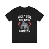 Just A Girl Who Loves Gorillas Shirt, Gorilla Lover Shirt, Gorilla Gift, Gorilla Shirt, Adult Kids Animal T-Shirt Image 1