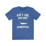Just A Girl Who Loves Swordfish Fish Shirt, Swordfish Gift, Animal Lover Adult Toddler Infant Kids Gift T-Shirt Image 4