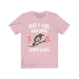 Just A Girl Who Loves Thrushes Shirt, Birds Birding Shirt, Thrush Shirt, Thrush Lover Shirt, Bird Shirt, Animal Adult Toddler Gift T-Shirt Image 2