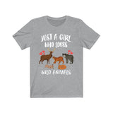 Just A Girl Who Loves Wild Animals Wolf Fox Deer Squirrel Animal Lover Adult Toddler Infant Kids Gift T-Shirt Image 2