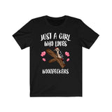 Just A Girl Who Loves Woodpeckers Shirt, Bird Birding Shirt, Woodpecker Lover Gift, Woodpecker Shirt, Animal Adult Toddler Kids Gift T-Shirt Image 2