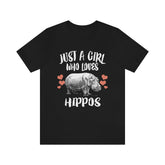 Just A Girl Who Loves Hippos Shirt, Hippo Lover Shirt, Hippo Gift, Hippo Shirt, Adult Kids Animal T-Shirt Image 1
