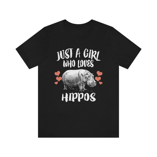 Just A Girl Who Loves Hippos Shirt, Hippo Lover Shirt, Hippo Gift, Hippo Shirt, Adult Kids Animal T-Shirt Image 1