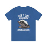 Just A Girl Who Loves Honey Badgers Shirt, Honey Badger Lover Shirt, Honey Badger Gift, Badger Shirt, Adult Kids Animal T-Shirt Image 2