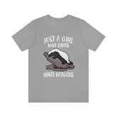Just A Girl Who Loves Honey Badgers Shirt, Honey Badger Lover Shirt, Honey Badger Gift, Badger Shirt, Adult Kids Animal T-Shirt Image 1