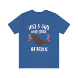 Just A Girl Who Loves Otters Shirt, Otter Lover Shirt, Otter Gift, Cute Otter Shirt, Adult Kids Animal T-Shirt Image 3