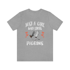 Just A Girl Who Loves Pigeons Shirt, Pigeon Lover Shirt, Pigeon Gift, Birding Shirt, Bird Shirt, Adult Kids Animal T-Shirt Image 3
