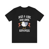 Just A Girl Who Loves Sea Gulls Shirt, Sea Gull Lover Shirt, Sea Gull Gift, Birding Shirt, Bird Adult Kids Animal T-Shirt Image 1