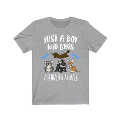 Just A Boy Who Loves Australian Animals Shirt - Australian wildlife print design