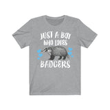 Just A Boy Who Loves Badgers Shirt, Badger Lover Shirt, Badger Shirt, Badger Lover Gift, Animal Adult Toddler Kids T-Shirt Image 2