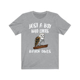 Just A Boy Who Loves Barn Owls Shirt, Barn Owl Lover Shirt, Owl Shirt, Owl Lover Gift, Animal Adult Toddler Kids T-Shirt Image 1