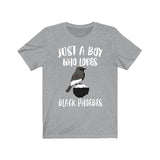 Just A Boy Who Loves Black Phoebes Shirt, Black Phoebe Lover Shirt, Birding Shirt, Bird Lover Gift, Animal Adult Toddler Kids T-Shirt Image 1
