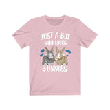 Just A Boy Who Loves Bunnies Rabbit Shirt, Bunny Lover Shirt, Bunny Shirt, Bunny Lover Gift, Animal Adult Toddler Kids T-Shirt Image 4