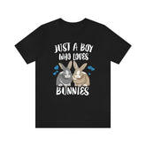 Just A Boy Who Loves Bunnies Rabbit Shirt, Bunny Lover Shirt, Bunny Shirt, Bunny Lover Gift, Animal Adult Toddler Kids T-Shirt Image 1