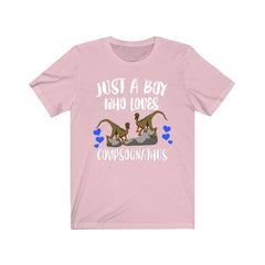 Just a boy who loves compsognathus tiny Jurassic theropod tee