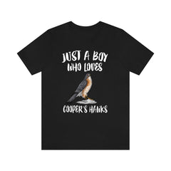 Just a boy who loves Cooper's hawks urban birding raptor bird of prey tee