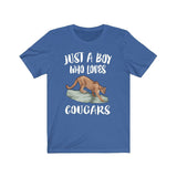 Just A Boy Who Loves Cougars Shirt, Cougar Lover Shirt, Mountain Lions Shirt, Cougar Lover Gift, Animal Adult Kids T-Shirt Image 3