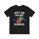 Just A Boy Who Loves Cranberries Shirt, Cranberry Lover Shirt, Fruit Shirt, Cranberry Lover Gift, Animal Adult Kids T-Shirt Image 1