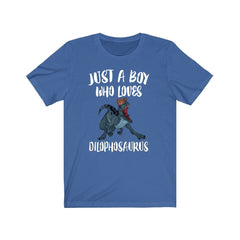 Just a boy who loves dilophosaurus crested Jurassic dinosaur tee