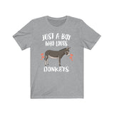 Just A Boy Who Loves Donkeys Shirt, Donkey Lover Shirt, Donkey Shirt, Donkey Gift, Animal Adult Kids T-Shirt Image 2