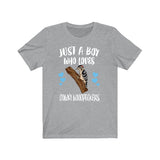 Just A Boy Who Loves Downy Woodpeckers Shirt, Woodpecker Lover Shirt, Birding Shirt, Bird Gift, Animal Adult Kids T-Shirt Image 2
