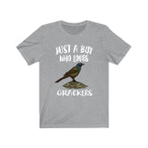 Just A Boy Who Loves Grackles Bird Shirt, Grackle Lover Shirt, Birding Shirt, Bird Gift, Animal Adult Kids T-Shirt Image 1